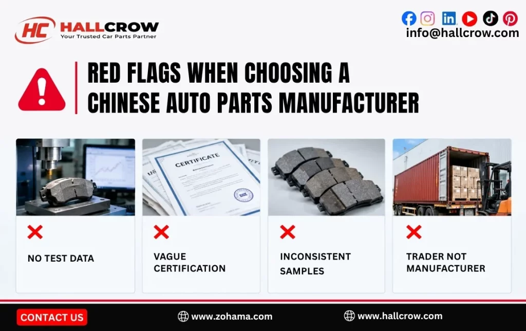 Red flags when choosing a Chinese auto parts manufacturer.