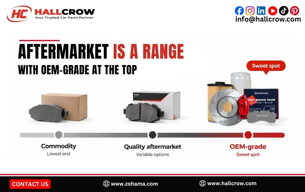 Aftermarket is a range, with OEM-grade at the top.