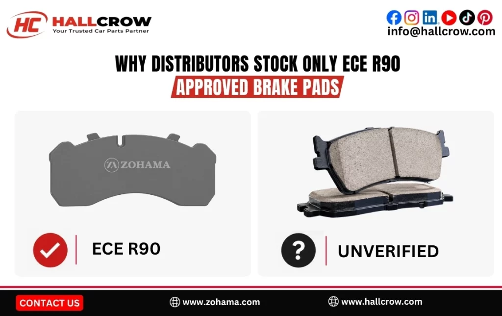 Why distributors stock only ECE R90 approved brake pads.