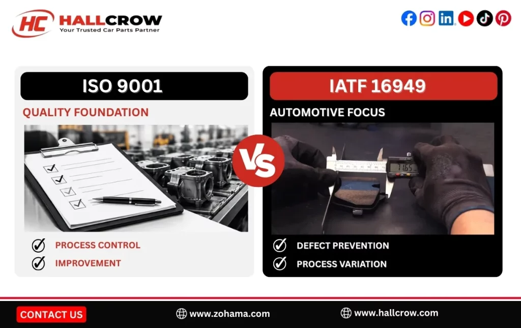 ISO 9001 versus IATF 16949 compared.